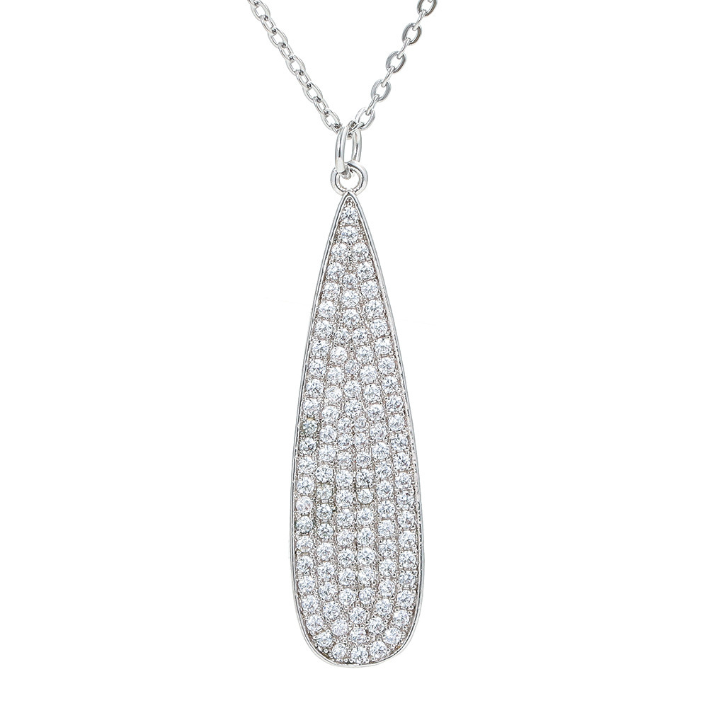 Fashion Full Zircon Drop-shaped Copper Necklace Wholesale