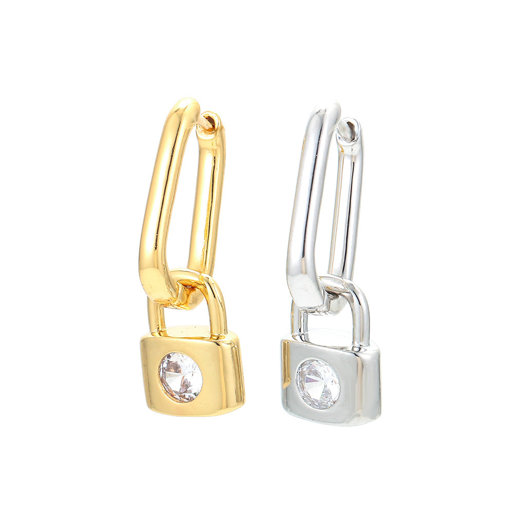 Retro Lock Shape Copper Long Earrings Wholesale Nihaojewelry