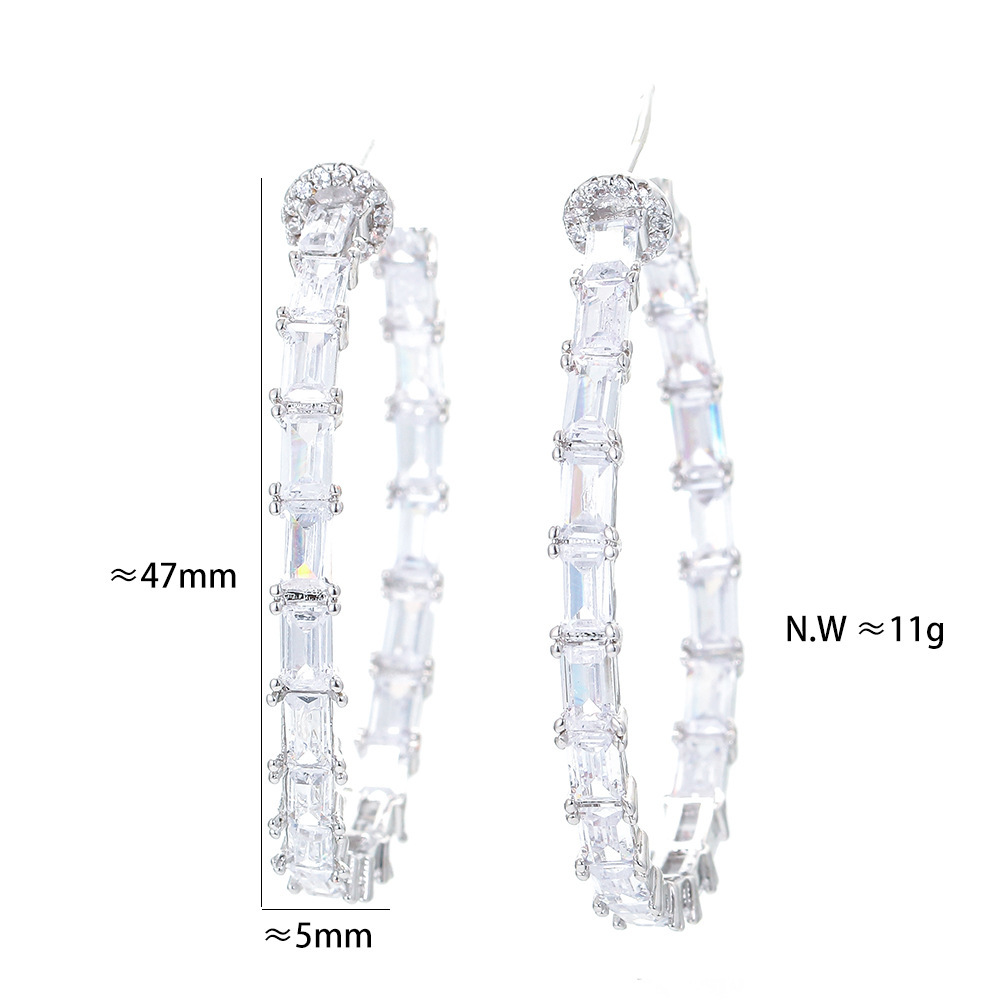 Fashion Round Plating Copper Zircon Copper Earrings