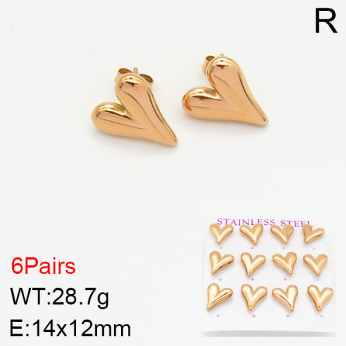INS New  Fashion Titanium Steel Love Heart Stud Earrings Women's 18K Gold Stainless Steel Love Element Earrings Earrings Niche Design High Earrings