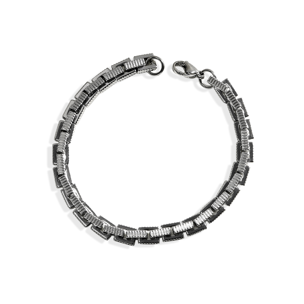 304 Stainless Steel Men's Accessories Square Serrated Pattern Handmade Chain Non-Fading Jewelry Unisex Spliced Tassel