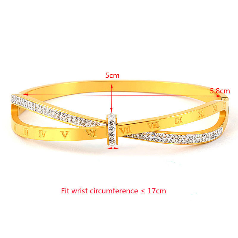 Basic Classic Style Geometric Stainless Steel Inlay Zircon Bangle