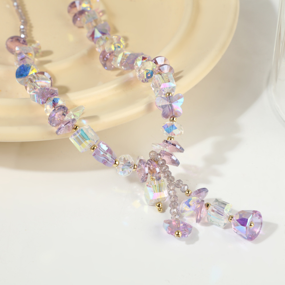 Fashion Creative Design Crystal Necklace Sweet Personality Crystal Pendant Simple Fresh Style Women's Accessories