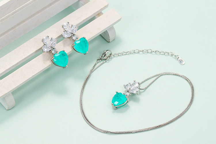 Elegant Heart Shape Copper Inlay Crystal Women's Earrings Necklace