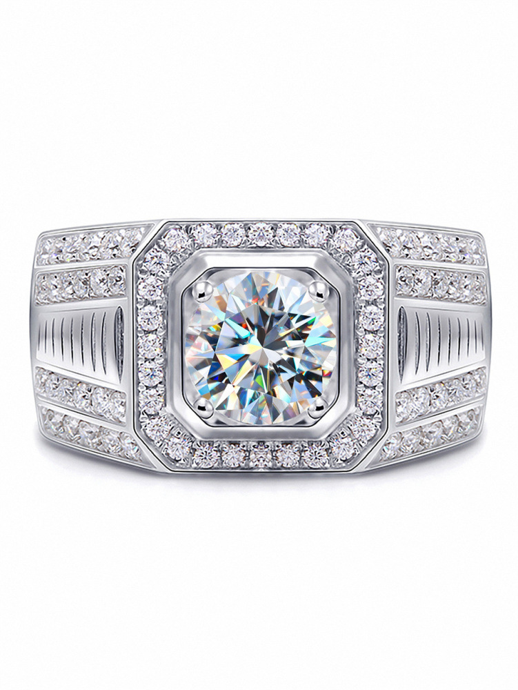 Moissanite 925 Sterling Silver Rings Solid Color Long-Lasting Plated White Gold Plated Rings