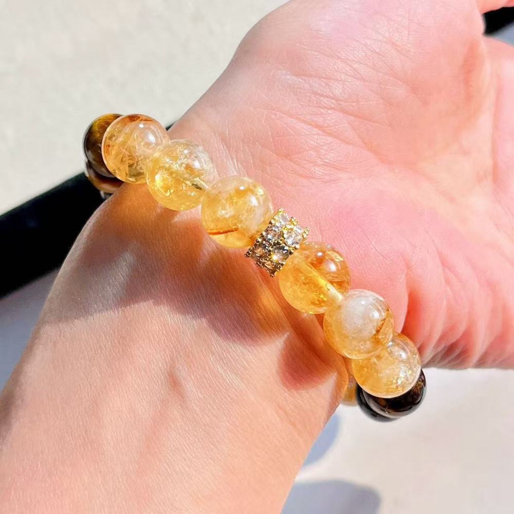 Natural High Quality Yellow Crystal Tiger Eye Stone South Red Bracelet Hand Chain White Crystal Jewelry Accessories For Women
