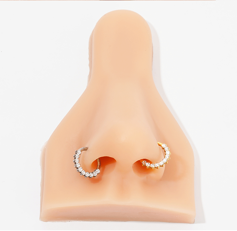 New G23 Titanium Alloy Women's Jewelry Claw Set Zircon Nose Ring Lip Ring Body Piercing Accessories Geometric Pattern Handmade