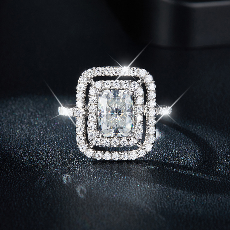925 Sterling Silver Moissanite Geometric Rings
