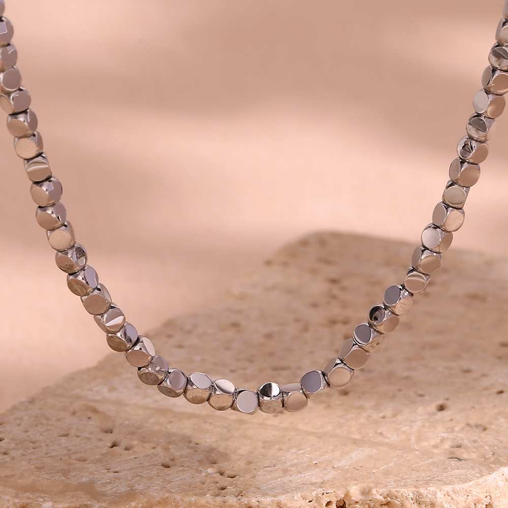 304 Stainless Steel Solid Color PVD Coated Stone-Free 18K Real Gold Plated Basic Simple Style Classic Style Waterproof Non Tarnish Plating Necklace