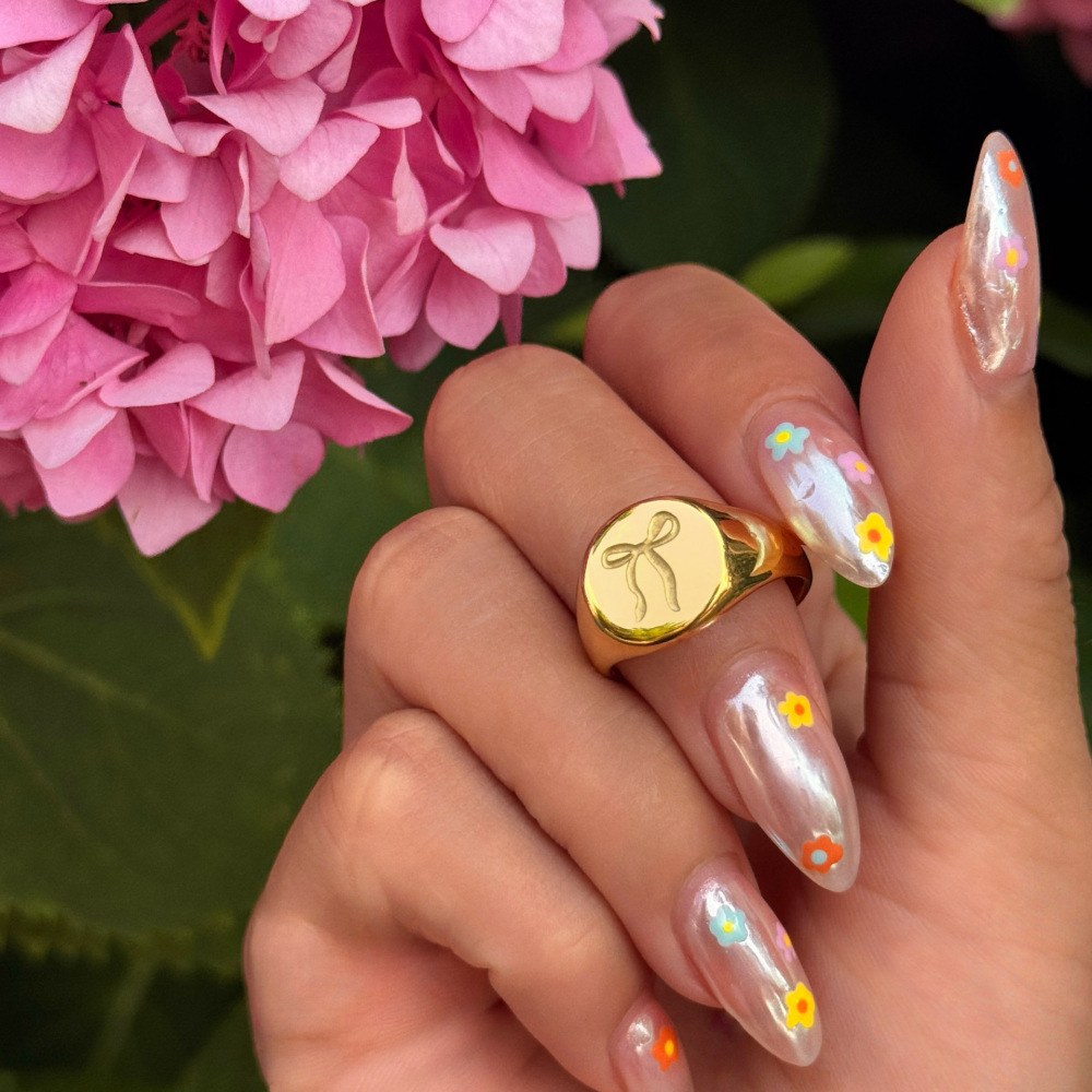 Sweet Style Butterfly Knot Ring Plated Titanium Steel 18K Gold Filled Geometric Pattern Women's Jewelry Accessories