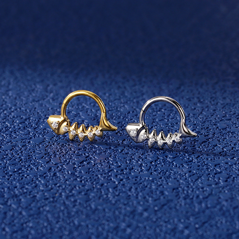 Original Design Titanium Alloy Earrings Women's Zircon Body Piercing G23 Nose Ring Lip Ring Jewelry Fashionable Unisex Ear Jewelry