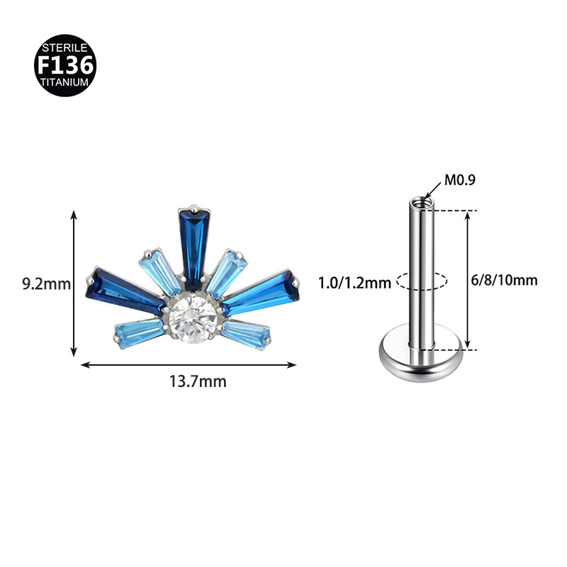 Titanium Alloy Daisy Gradient Firework Zircon Ear Studs Lip Tunnels Bone Studs Body Piercing Jewelry Unisex Fashion Accessories