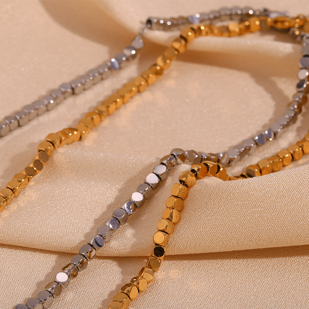 304 Stainless Steel Solid Color PVD Coated Stone-Free 18K Real Gold Plated Basic Simple Style Classic Style Waterproof Non Tarnish Plating Necklace