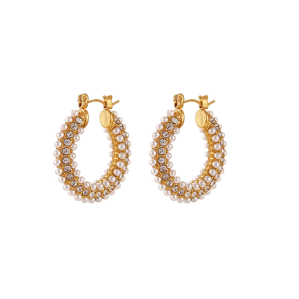 PVD Coated Real Gold Plated 18K Gold Geometric 304 Stainless Steel Fashion Waterproof Non Tarnish Hoop Earrings