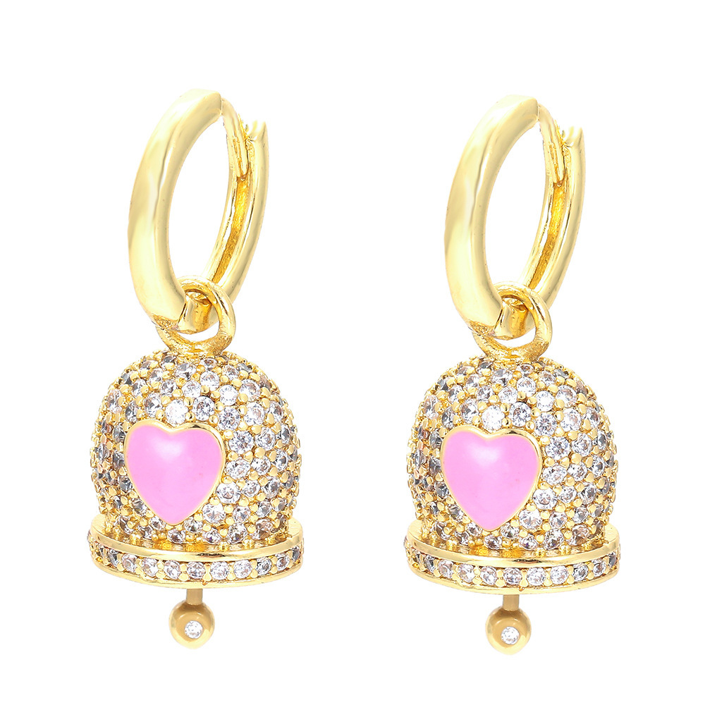 Fashion Bell Copper Drop Earrings Plating Inlay Zircon Copper Earrings