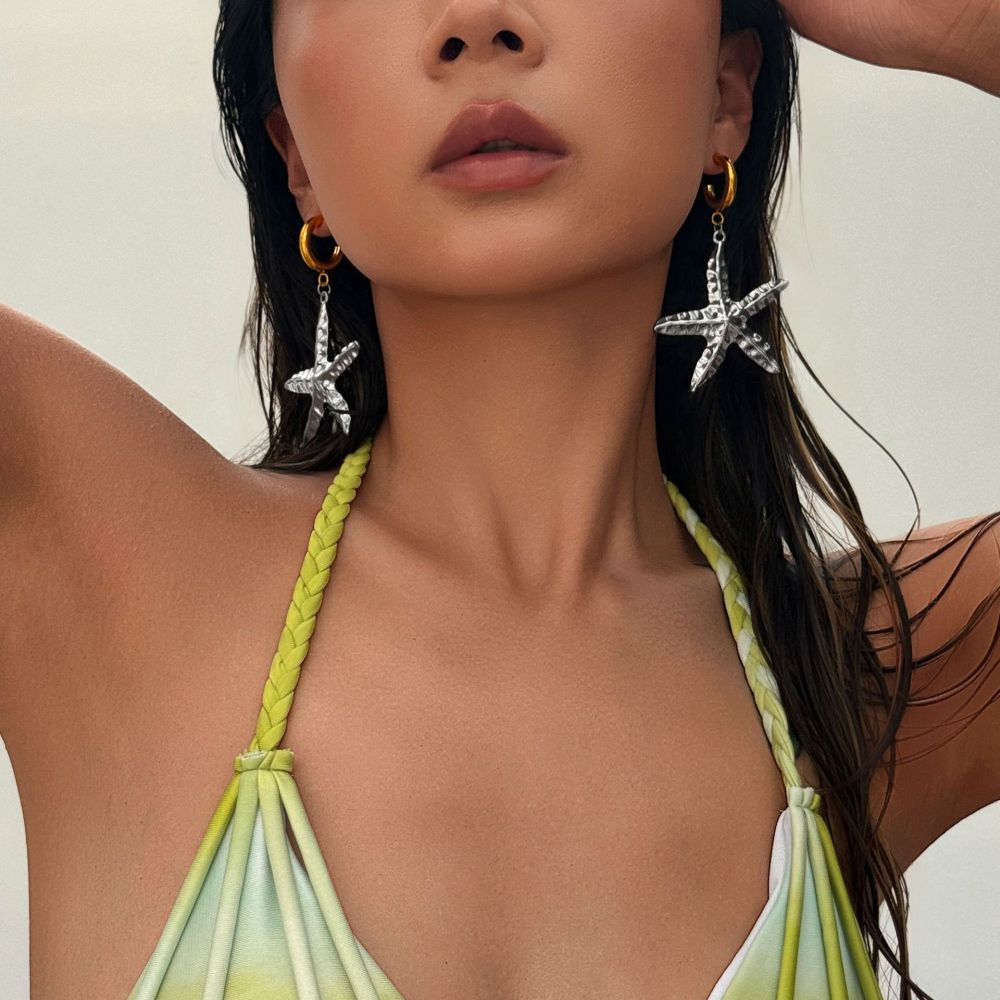 Exaggerated Vacuum Plated Titanium Steel Hip Hop Starfish Pendant Earrings Casual Style Women's Jewelry Accessories