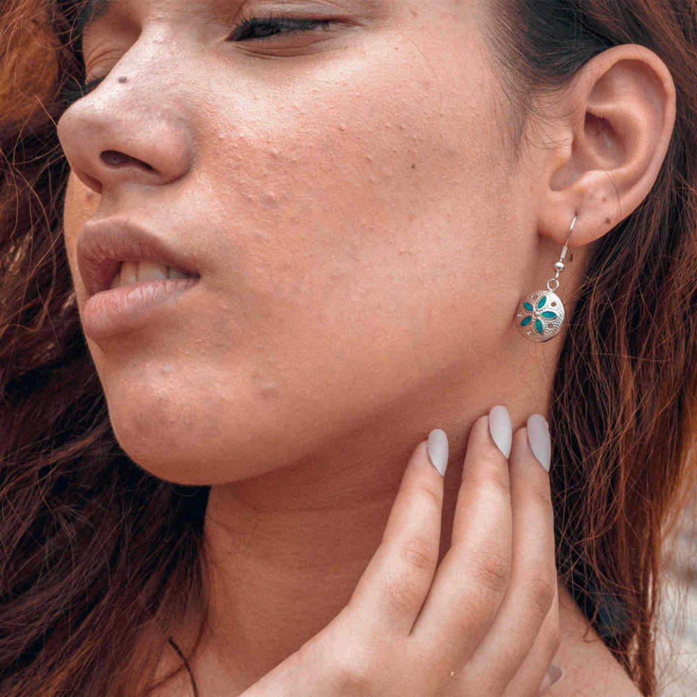 Oceanic Style Round Shape TikTok Popular Hawaii Sand Dollar Opal Earrings Women's Simple Geometric Pattern Jewelry Accessories