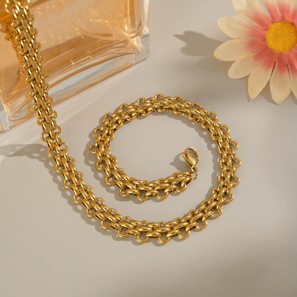 Handmade Stainless Steel Electroplated 18K Gold Jewelry Set For Women U-shaped Necklace Bracelet Set Accessories
