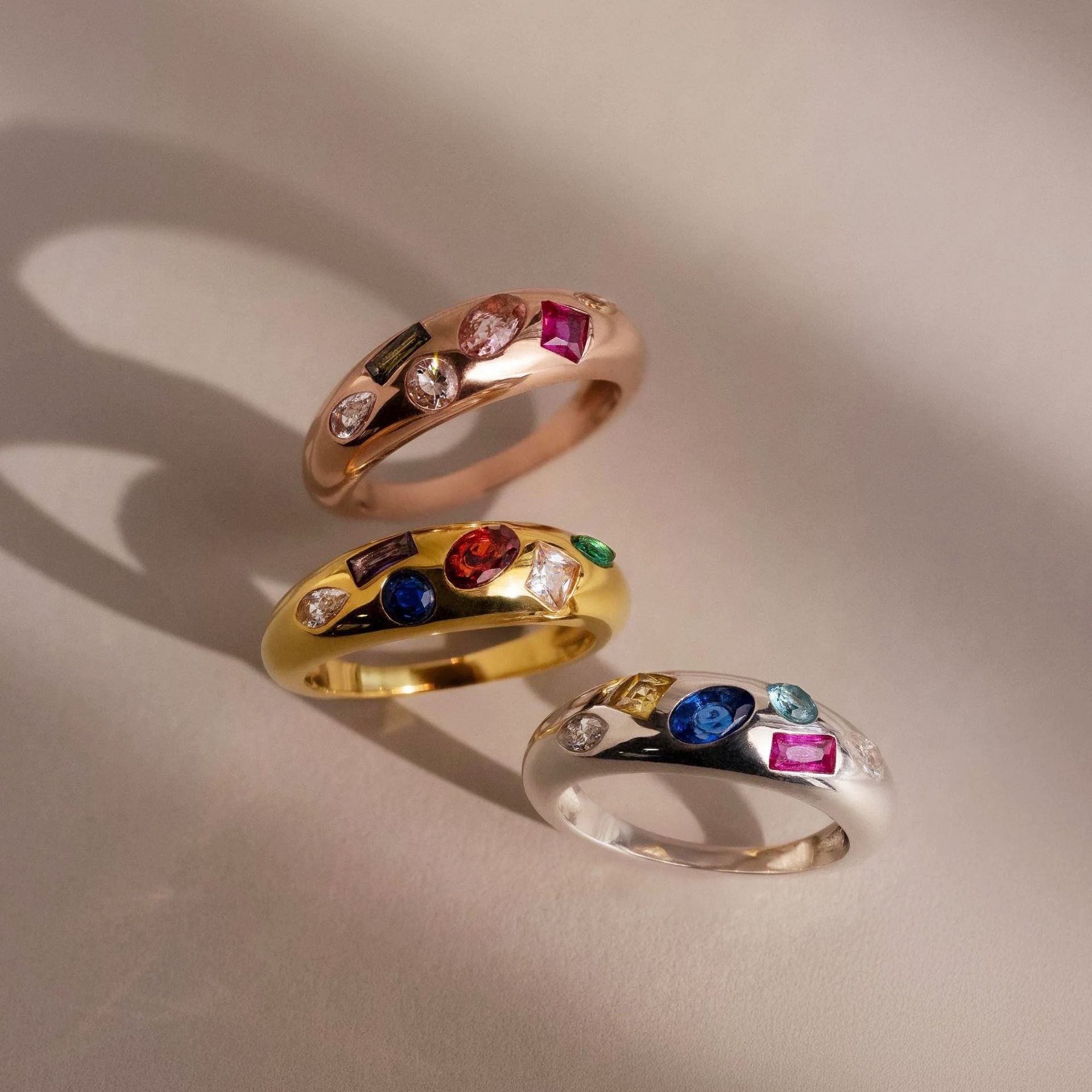 Geometric Irregular Design Dense Color Zircon Ring Advanced Design  Fashion Cool Trendy Manufacturer Batch