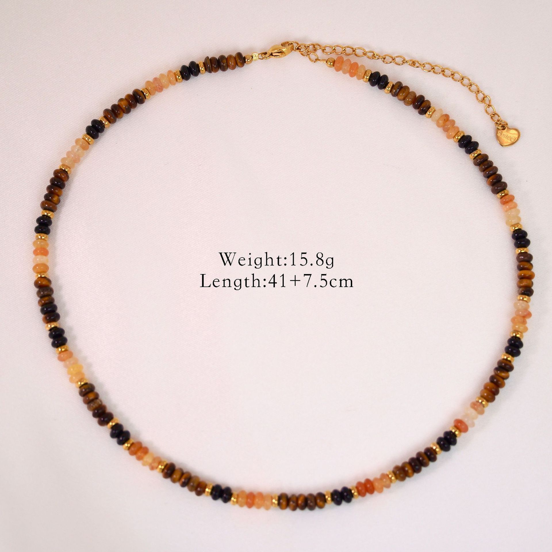 Simple Style Classic Style Round Natural Stone Titanium Steel Necklace In Bulk