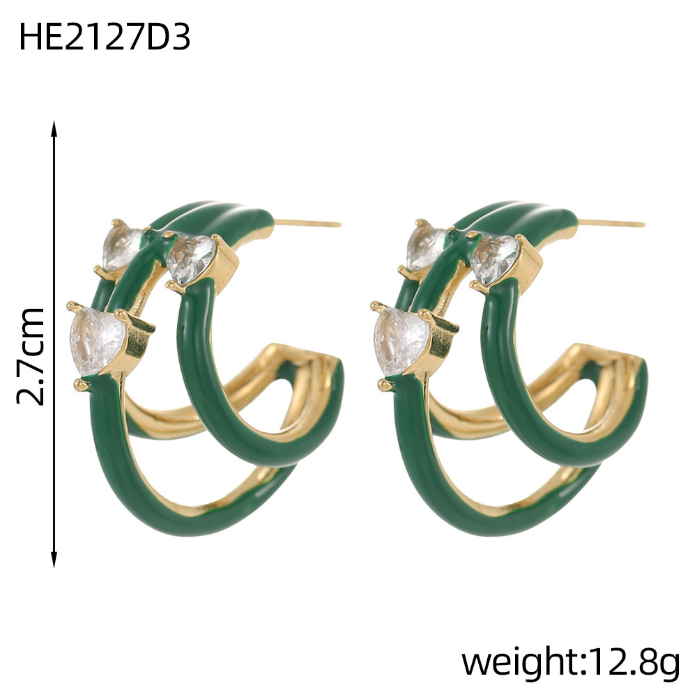 Fashionable Stainless Steel Women's Drop Oil Earrings  Style Titanium Steel Earring Jewelry Accessories
