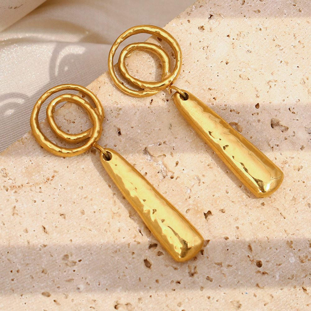 PVD Coated Real Gold Plated Solid Color 304 Stainless Steel Vacation Classic Style Waterproof Non Tarnish Drop Earrings