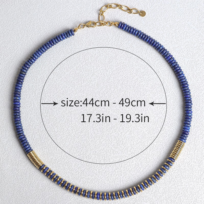 Chinoiserie Vintage Style Classic Style Round 18K Gold Plated Natural Stone Titanium Steel Wholesale Necklace