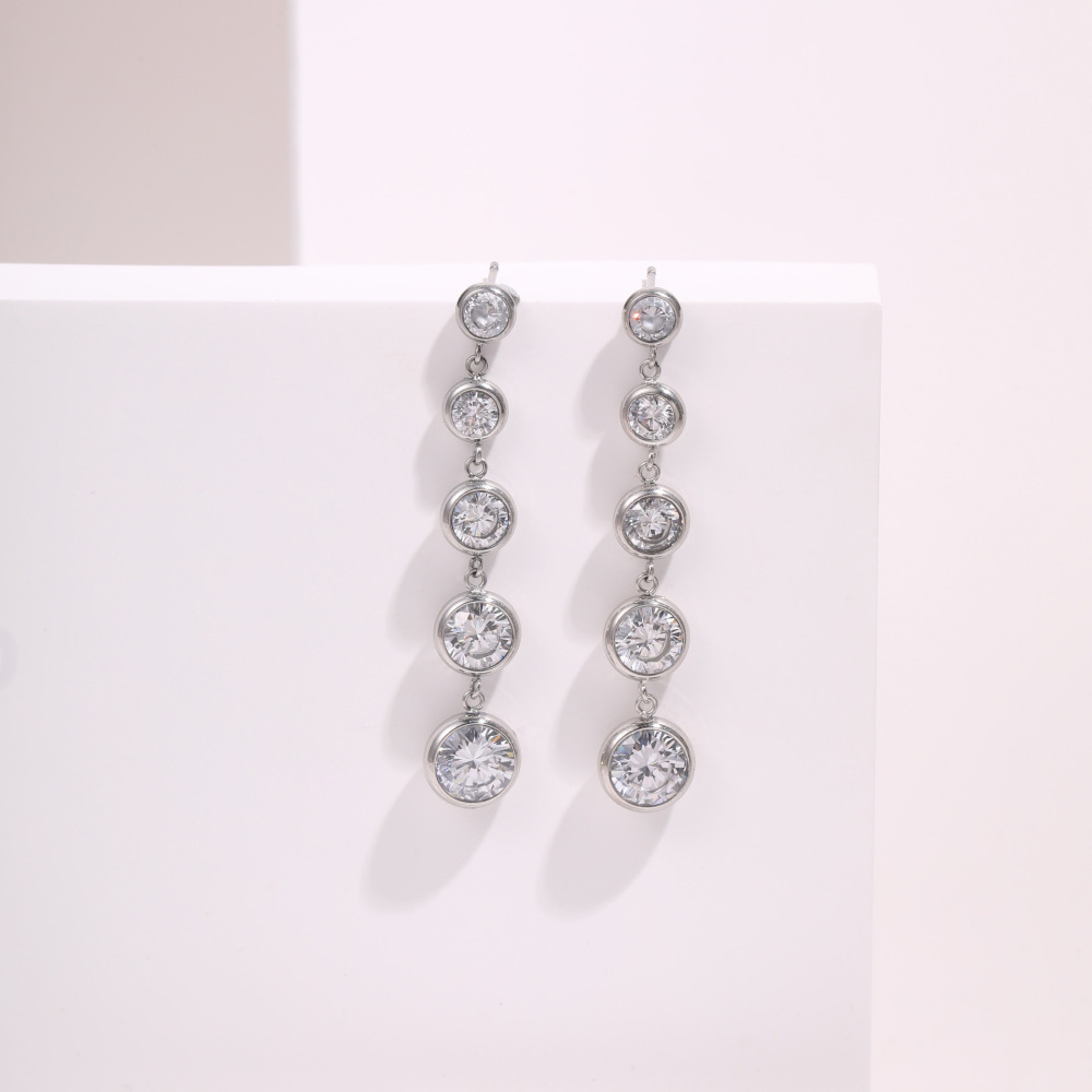 Zircon Series Luxury Stainless Steel Earrings Gold Plated 18K Elegant Geometric Pattern Women's Fashion Jewelry Accessories