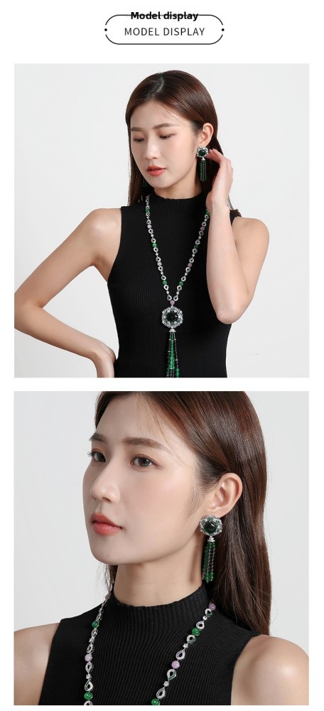Retro Chinese Style Tassel Earrings 18K Gold Plated Emerald Handmade Beaded Fashion Personality Women's Jewelry Accessories