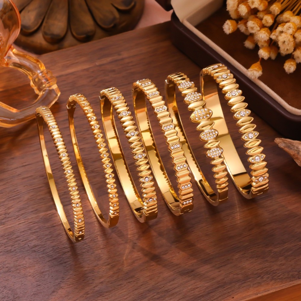 Stainless Steel Full Diamond Bracelet Minimalist Daily Matching Wristband Jewelry Accessories