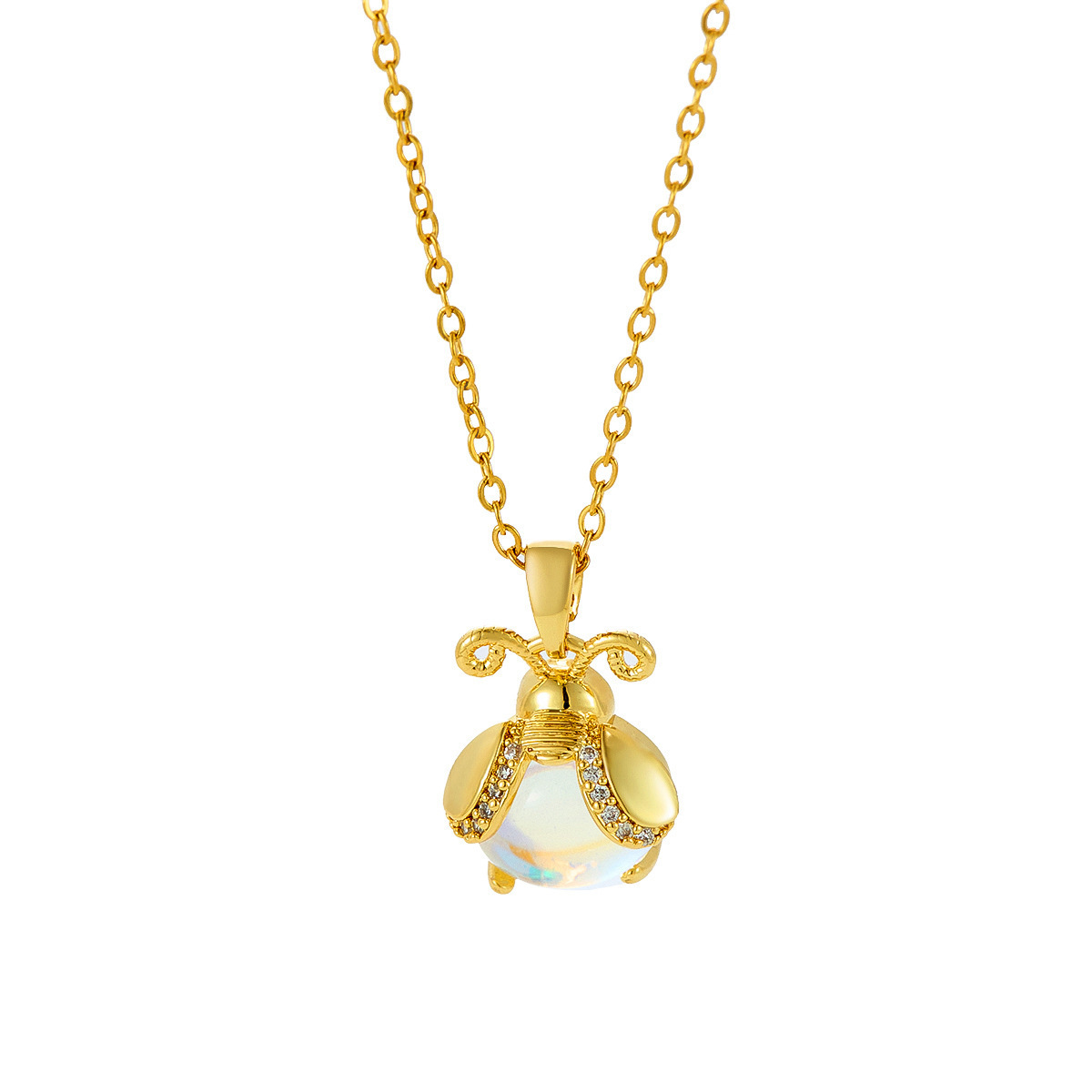 New Style Pink Zircon Fish Pendant Necklace Titanium Steel Cute Animal Design Sensation Fashionable Women's Jewelry Accessory
