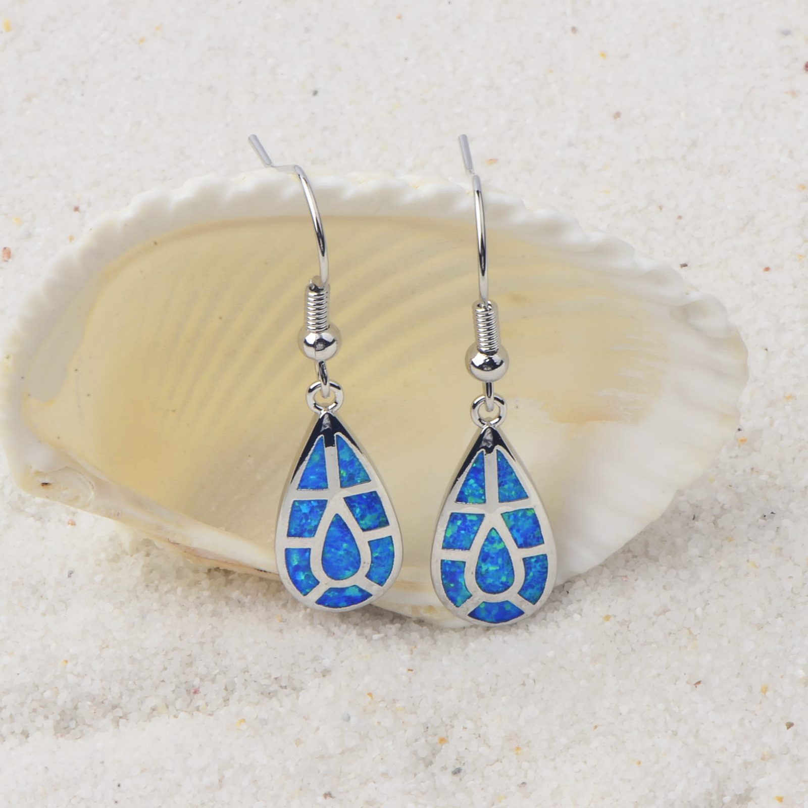 European Style Opal Waterdrop Shaped Earrings Simple Design Copper Material Jewelry Accessories Drop Earrings