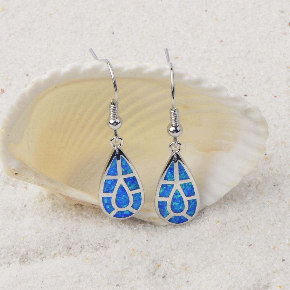European Style Opal Waterdrop Shaped Earrings Simple Design Copper Material Jewelry Accessories Drop Earrings