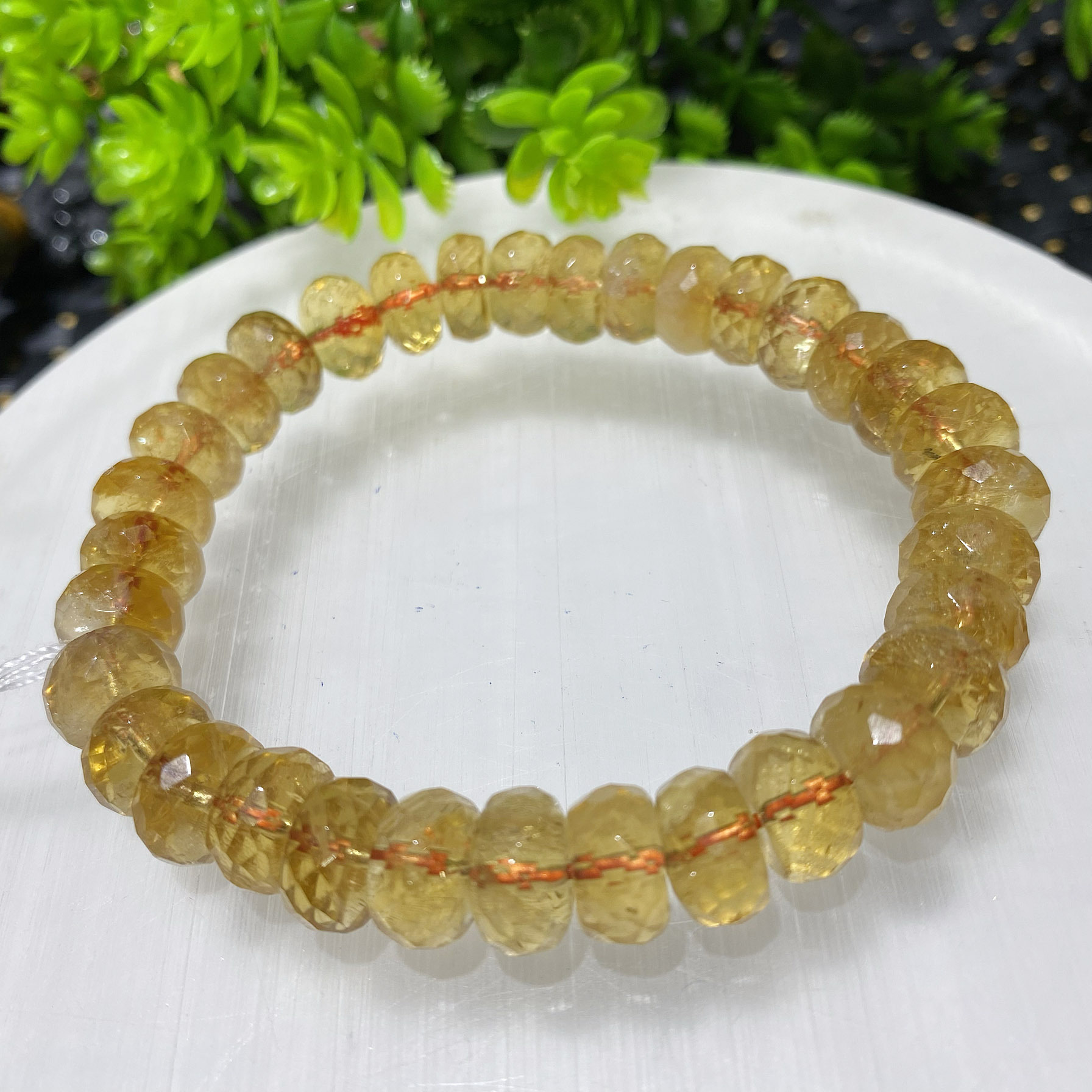 Natural Cut Yellow Crystal Bracelet Brazilian Violent Yellow Diamond Cut Face Hand Chain Red Yellow Green Attract Wealth
