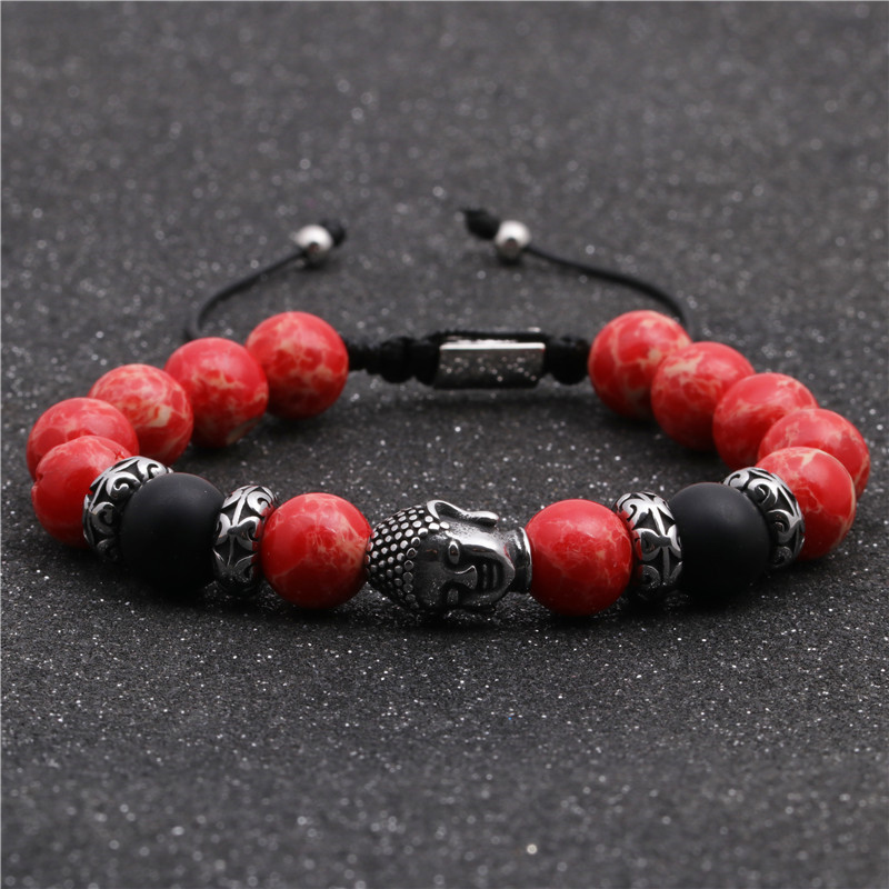Fashion Bracelets Stainless Steel Woven Adjustable Buddha Head Bracelet