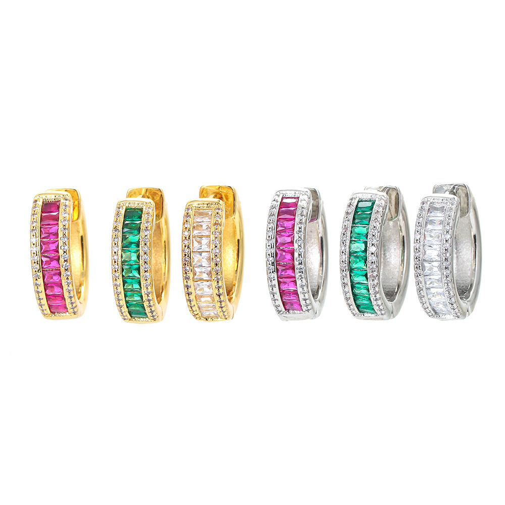 Nihaojewelry Wholesale Jewelry Fashion Color Zircon Copper Earrings