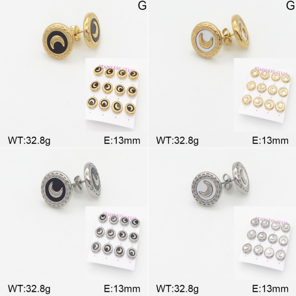 INS New  Fashion Titanium Steel Round Shell Stud Earrings 18K Golden Stainless Steal Earrings Niche Design High Earrings Women's Stud Earrings