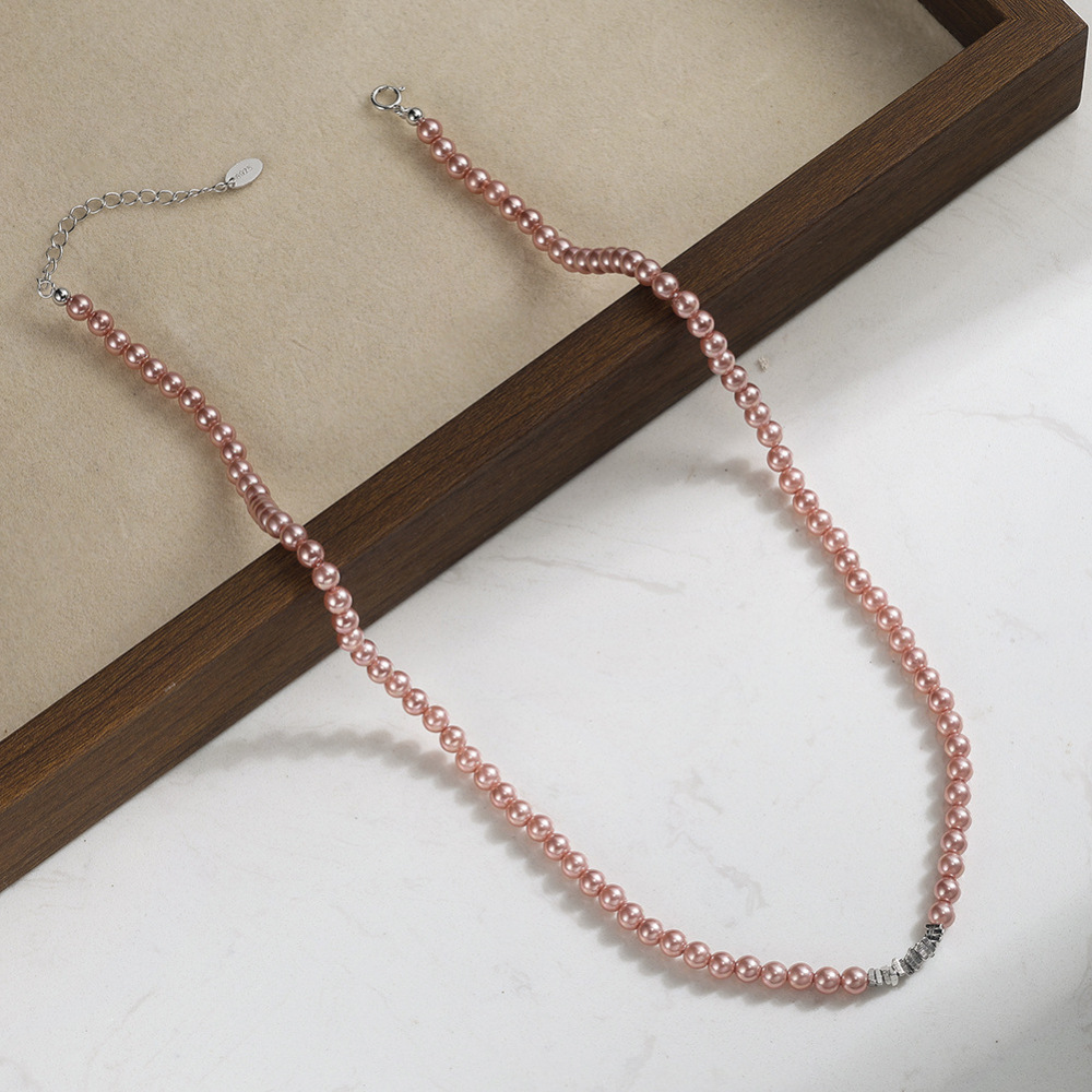 925 Sterling Silver Silver Pendant Necklace For Women December Birthstone Geometric Enamel Charm Jewelry Accessories