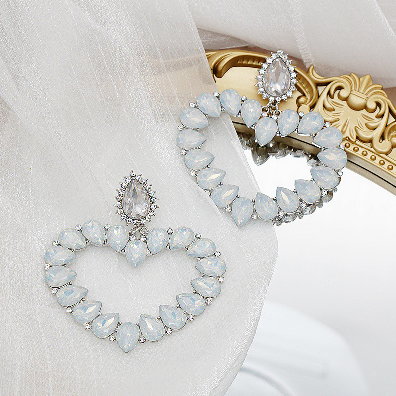 Large Hoop Earrings Heart-shaped Full Diamond Women's Jewelry Accessories