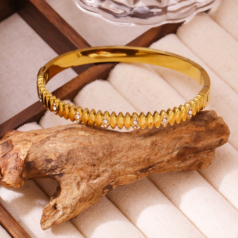 Stainless Steel Full Diamond Bracelet Minimalist Daily Matching Wristband Jewelry Accessories