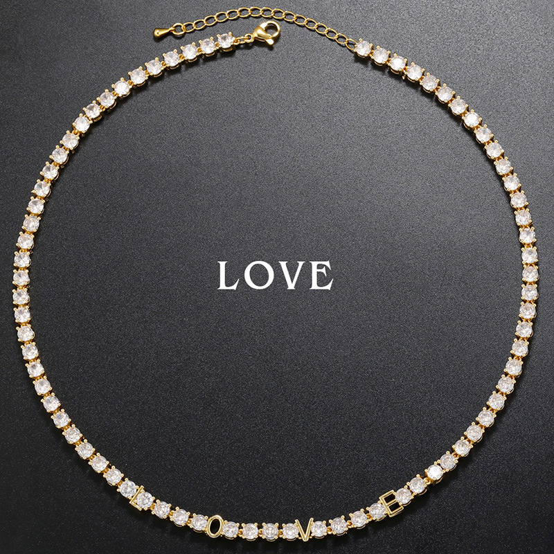 Luxurious Letter Copper Plating Zircon Women's Bracelets Necklace