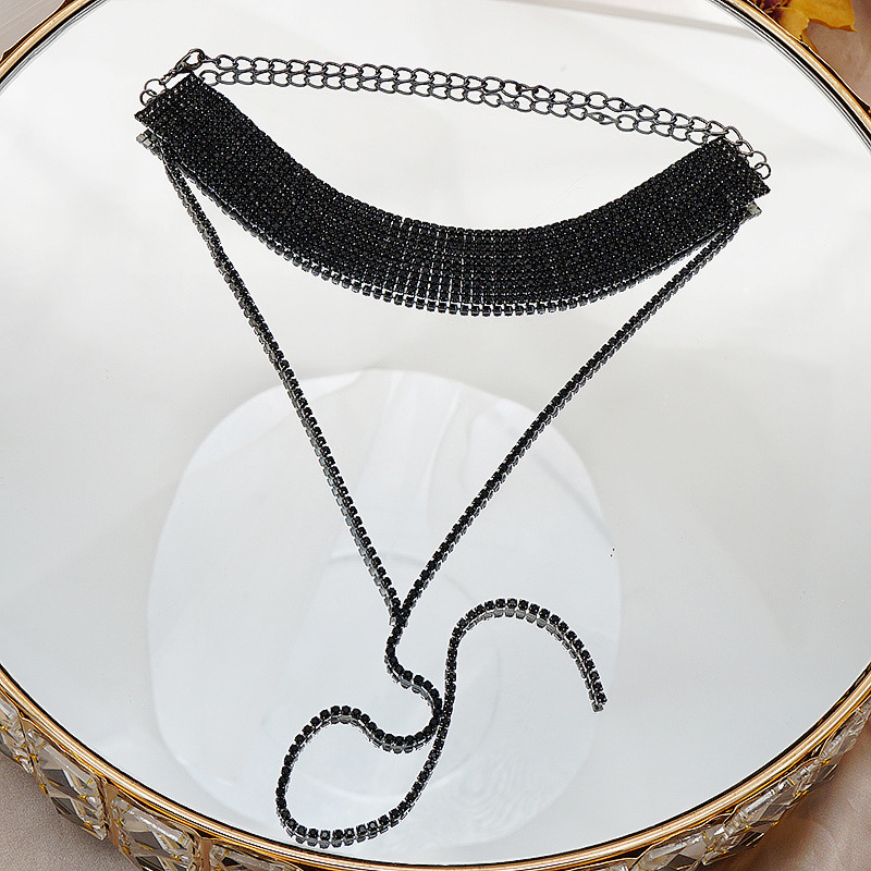 Full Diamond Claw Chain Necklace Bracelet Ring Earrings Four-Piece Set Geometric Women's Jewelry Accessories