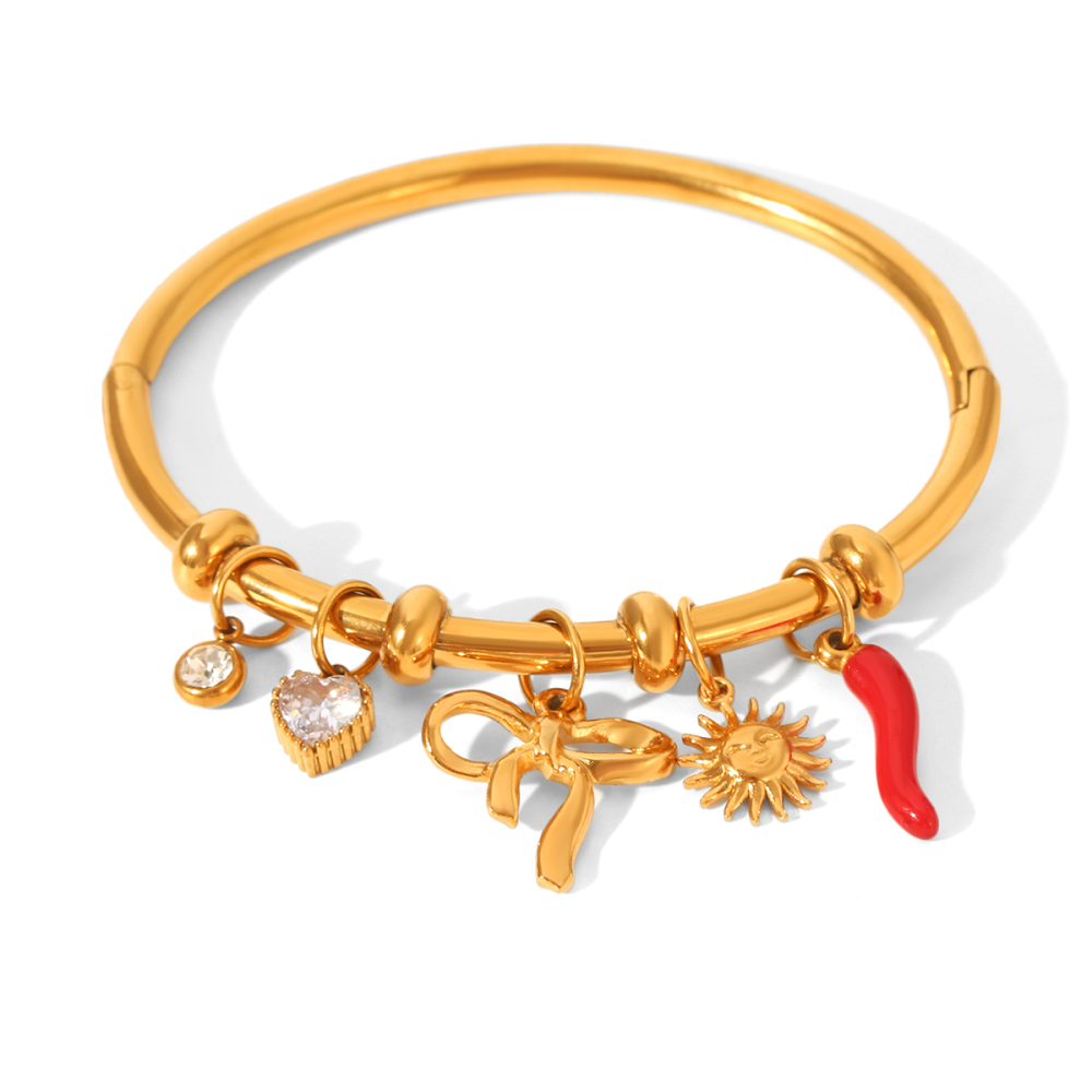 Stainless Steel Titanium Steel Butterfly Knot Oil Drop Pepper Zirconia Bracelet DIY Jewelry Accessories Everyday Wear For Women