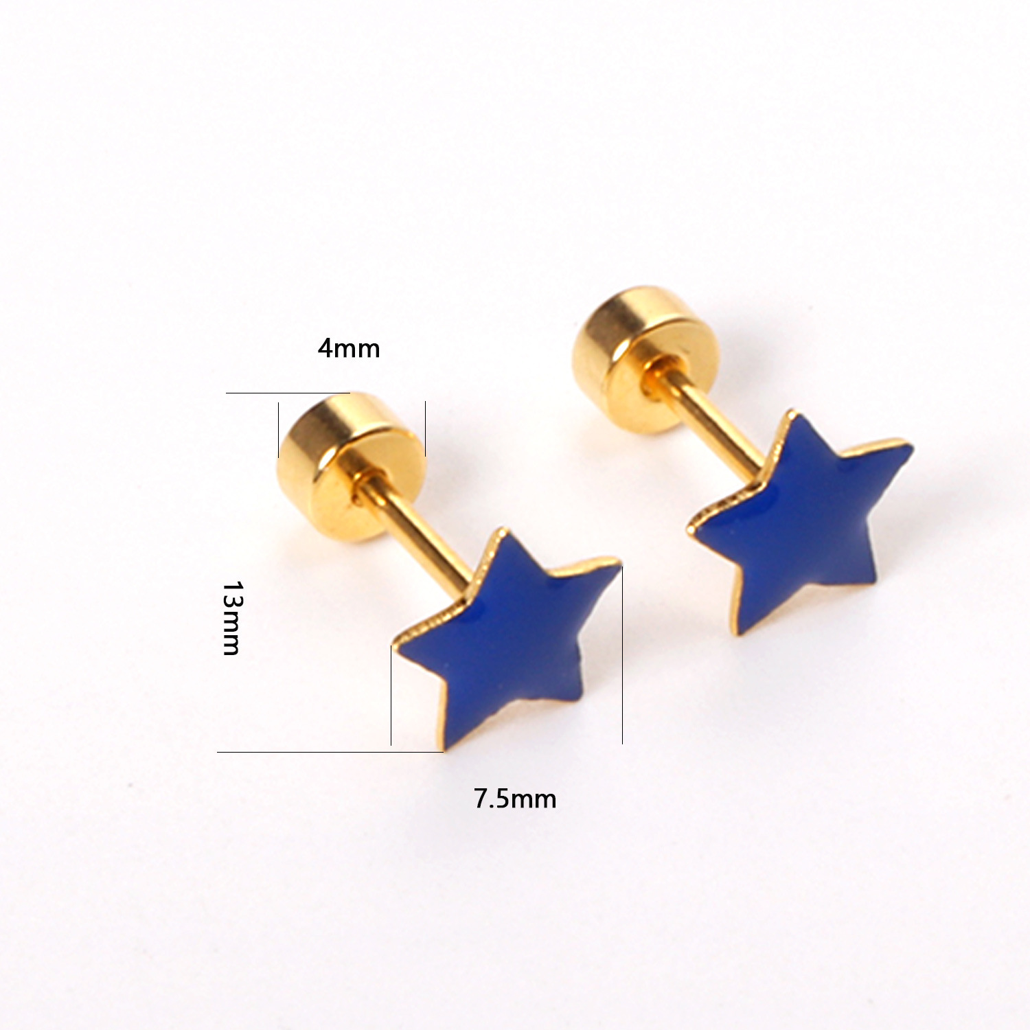 Stainless Steel Screw Back Earrings For Women Sweet Heart-shaped Star Moon Stud Earrings Fashion Bohemian Floral Print Jewelry Accessories