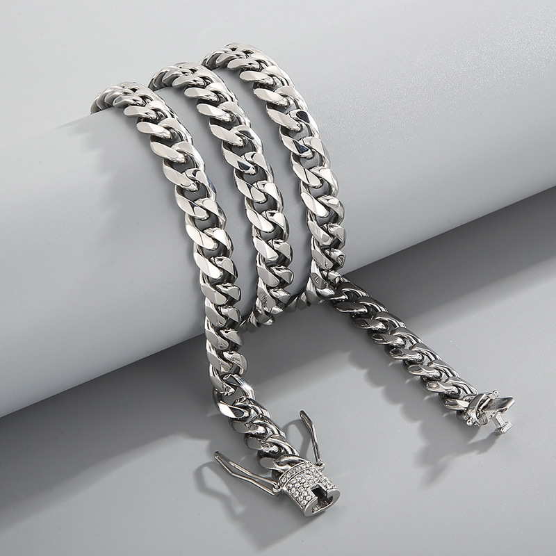Fashion Geometric Stainless Steel Necklace Inlay Rhinestones Stainless Steel Necklaces