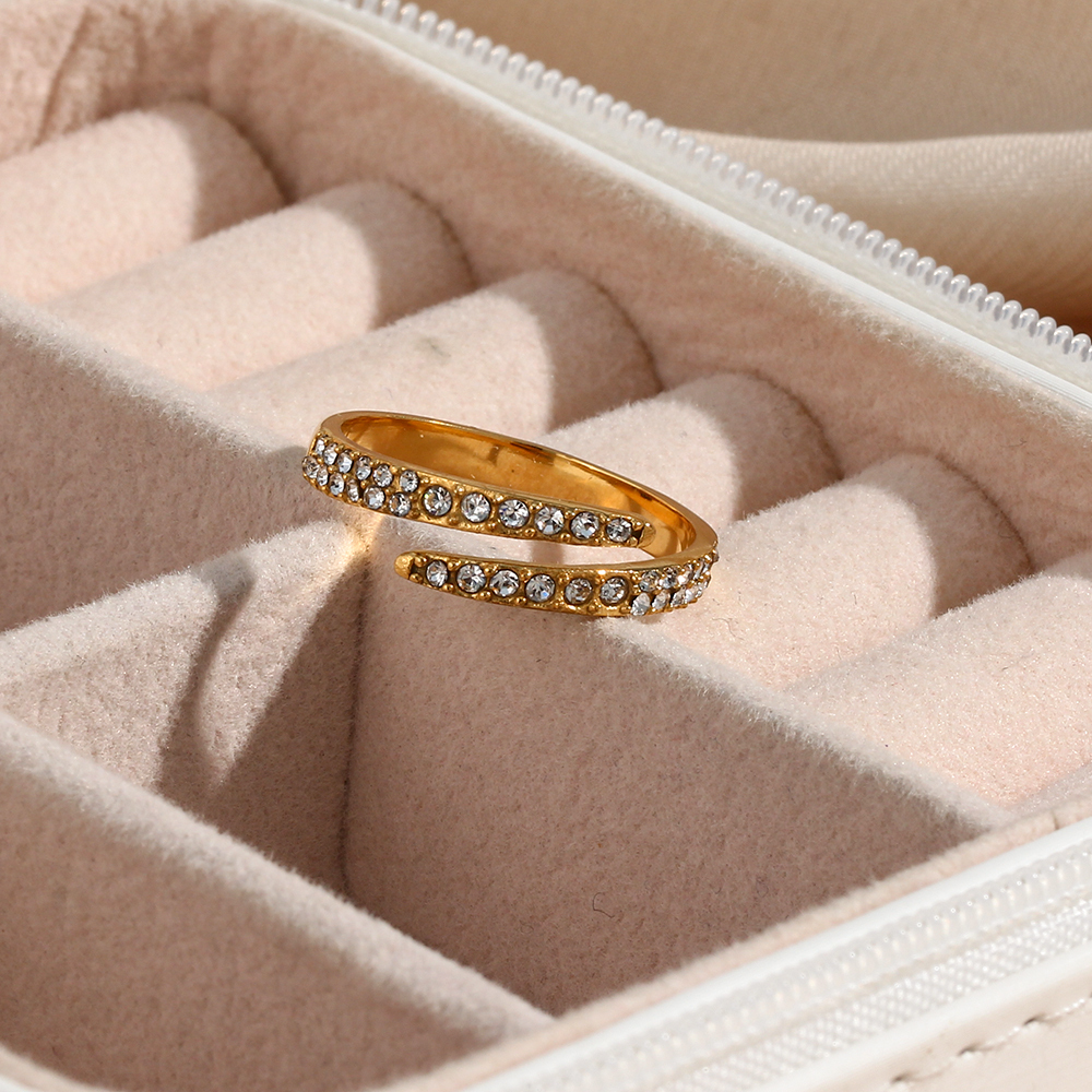 PVD Coated Real Gold Plated 18K Gold Geometric 304 Stainless Steel Fashion Waterproof Non Tarnish Open Ring
