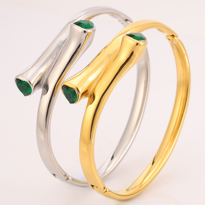 PVD Coated Real Gold Plated Solid Color 304 Stainless Steel Elegant French Style Classic Style Waterproof Non Tarnish 304 Stainless Steel Bangle