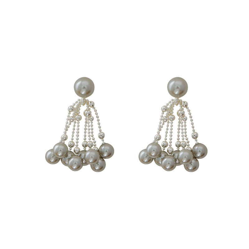 Bohemian Style Pearl Flower Print Earrings Silver Plated Round And Hoop Shape Luxury Women's Fashion Jewelry Accessories