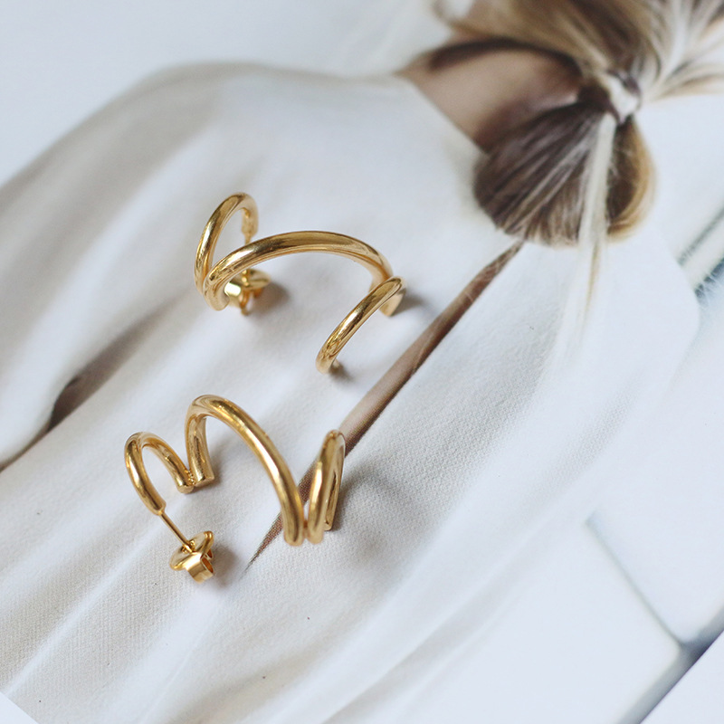 PVD Coated Real Gold Plated 18K Gold 304 Stainless Steel Fashion Waterproof Non Tarnish Earrings Ear Studs