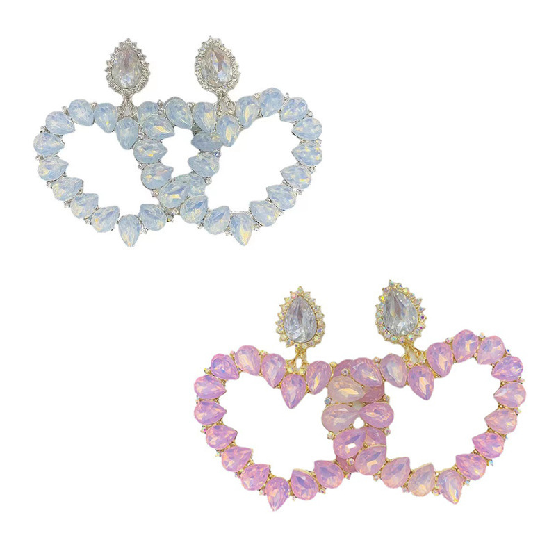 Large Hoop Earrings Heart-shaped Full Diamond Women's Jewelry Accessories